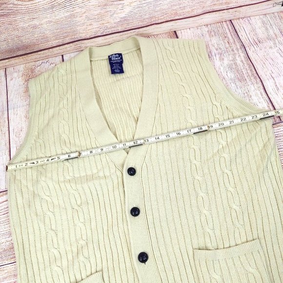 John Blair Men Cable Knit Sleeveless Sweater Vest Button Front 2 Pockets Cream L - Picture 7 of 12